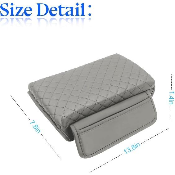 Car Armrest Cushion, Carbon Fiber Leather Auto Center Console Pad, Memory Foam Armrest Box with Storage Bag, Hand Rest Pillow with Organizer Pockets,