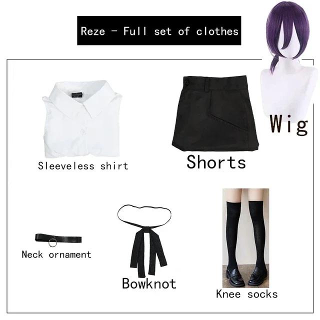 Anime Chainsaw Man Reze Cosplay Kettensägenfrau Cosplay Kostüm Bombenhemd Outfits Krawatte Kurzer Hals Reze Perücke Halloween Kleidung