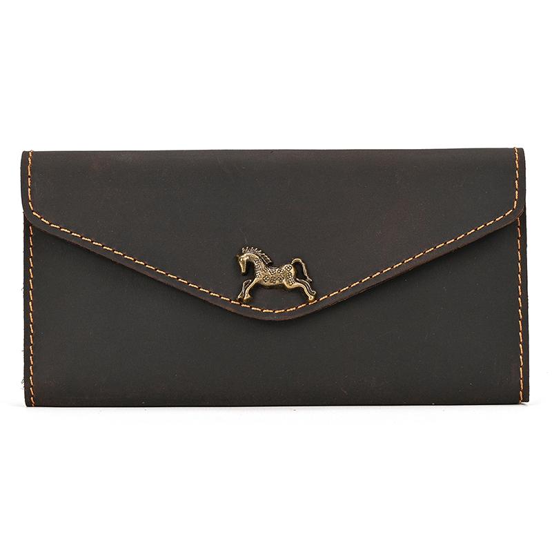 Vintage Genuine Leather Clip Purse For Men Women Leather Phone Pouch Wallet Simple Style Retro Female Male Slim Purse Wallets