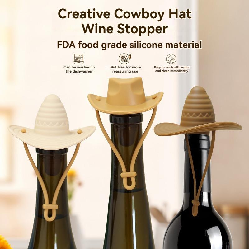 Creative Silicone Cowboy Hat Wine Cork Champagne Beer Bottle Stopper Beverage Leak-Proof Sealer Cap Plug Kitchen Bar Accessories