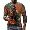 Summer Trend Retro Japanese Samurai Pattern T-shirt Personality Men's T-shirt Harajuku Round Neck Short Sleeve Top T-shirt