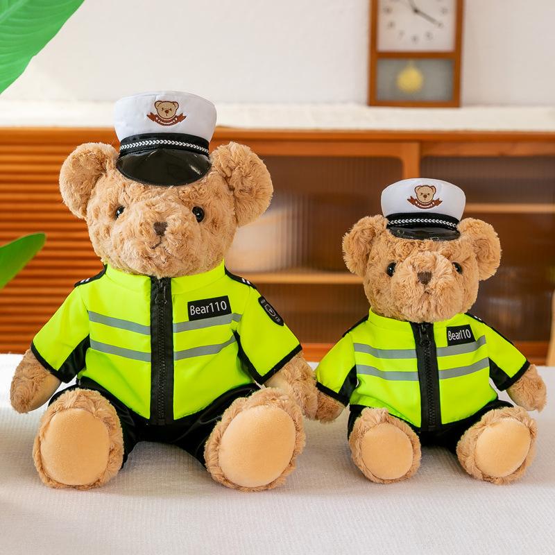 Police Bear Doll Traffic Police Bear Doll Uniform Police Officer Uniform Teddy Bear Plush Toy Girls Children Gift