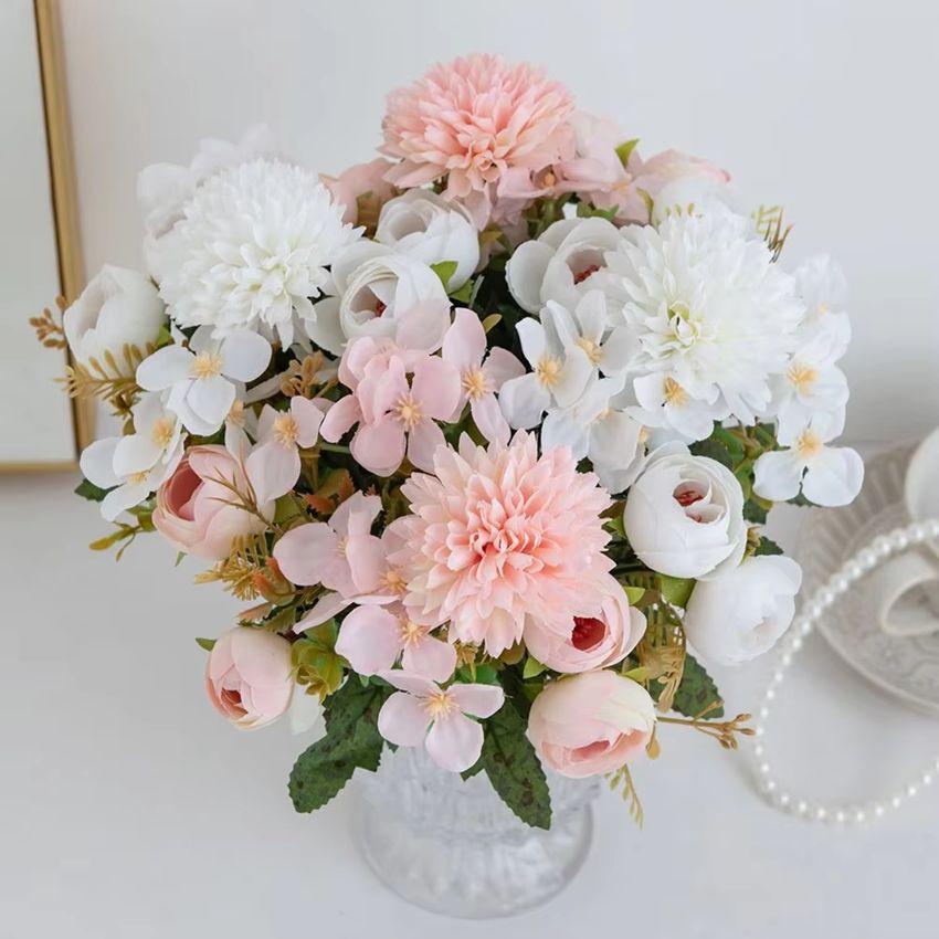 1/4pcs Artificial Flower Tea Buds Hydrangea Home Vase Table Outdoor Garden Wreath Wedding Bridal Bouquet Festival Diy Gift Decor
