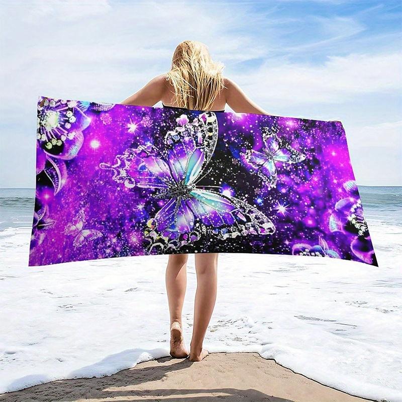 Strandtuch Galaxie und Schmetterlingsmuster Sonnenschutz Winddicht Geeignet für Schwimmbad Camping Reise Decke