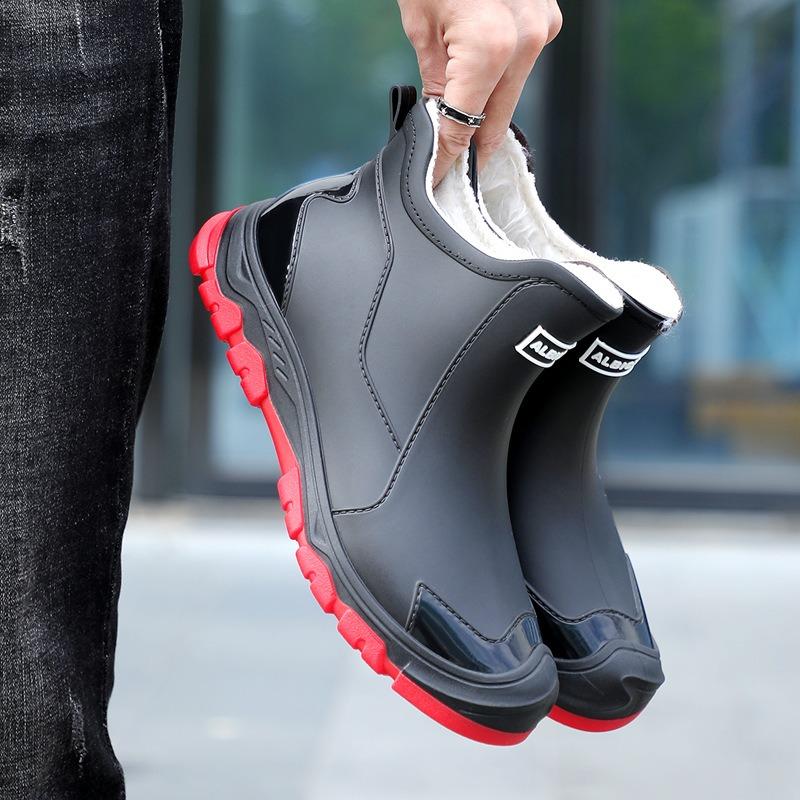 Environmental protection material men's and women's rain shoes outdoor short water shoes men's flat-bottomed warm rain boots fashion rubber shoes
