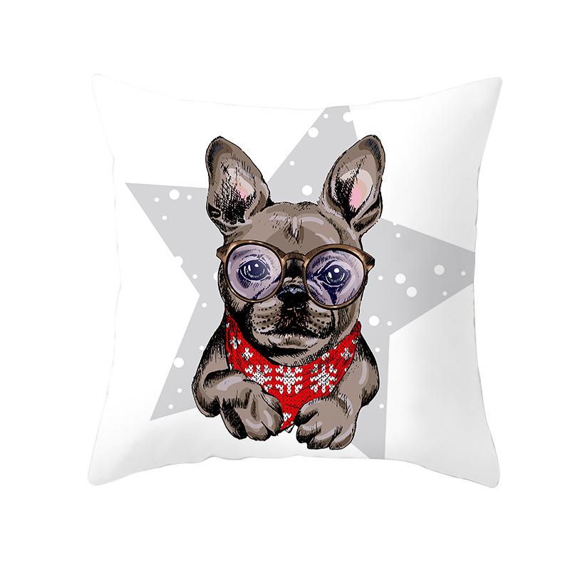 Pet Print Christmas Peach Skin Pillow Cover Bedside Cushion Cover Sofa Cushion Cover