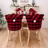 4 pezzi di coprisedie natalizie in plaid rosso nero con coprisedili per sedie in peluche bianco per Natale