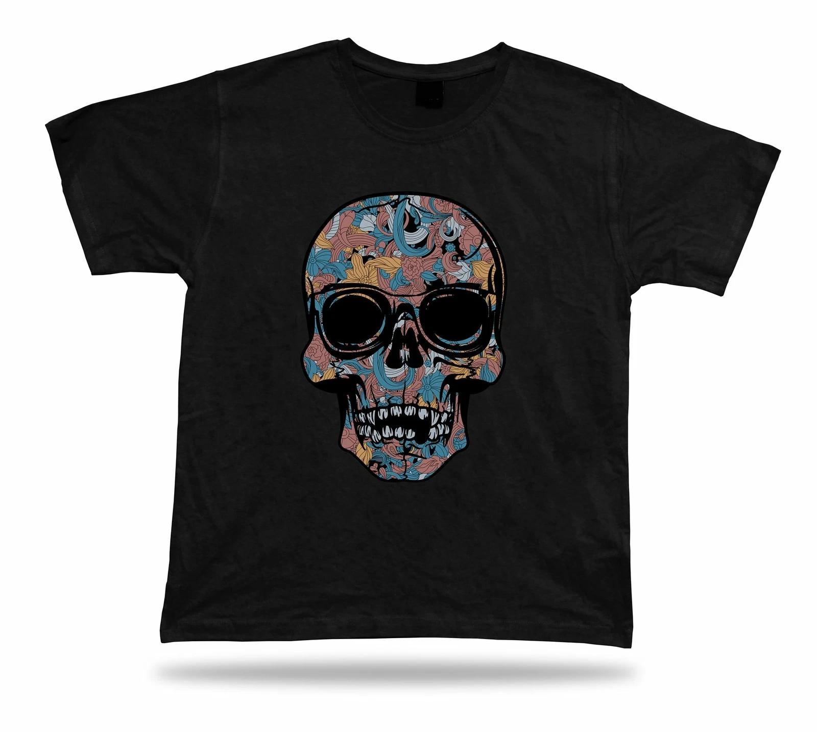 Skull flowers tranquility black hmor funny charm tricot Tshirt Tee best gift T 3XL