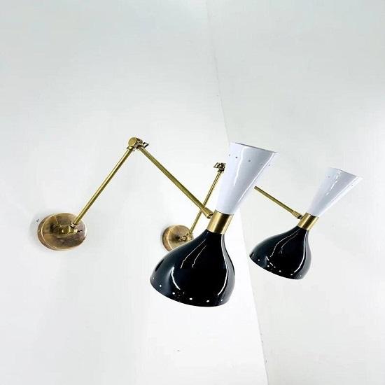 Pair of Brass Stilnovo Modern Diabolo Wall Sconces – Contemporary Wall Lamp Fixtures