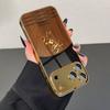 Gold Horse Wood-grain Background Pattern Electroplated Glass Phone Case, Suitable for iPhone 17/16/15/14/13/12/11, Etc.