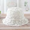Thin Mesh Basin Pure Color Caps For Women Flower Hollow Lace Bucket Hat Female Hats Sun Cap Sun Hat