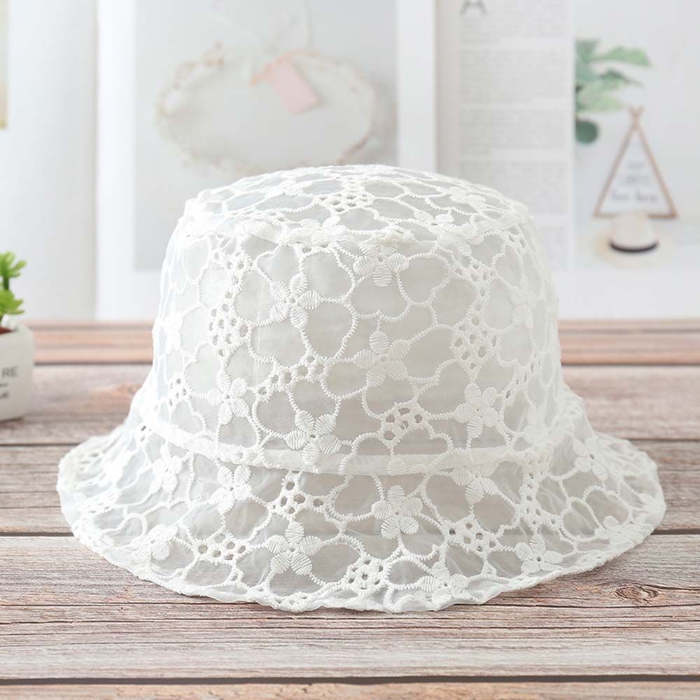 Thin Mesh Basin Pure Color Caps For Women Flower Hollow Lace Bucket Hat Female Hats Sun Cap Sun Hat