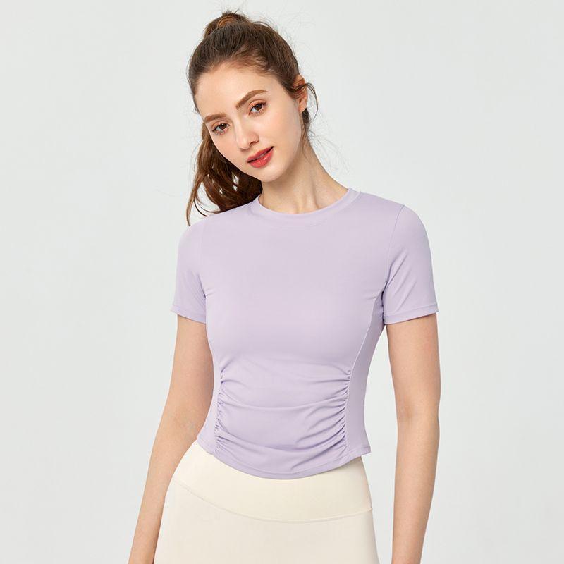 Original Yoga Clothes Top Women's Short Sleeve Waist Hugging Slimming Tight Sports T-shirt Quick-Drying Pilates Workout Clothes Thin