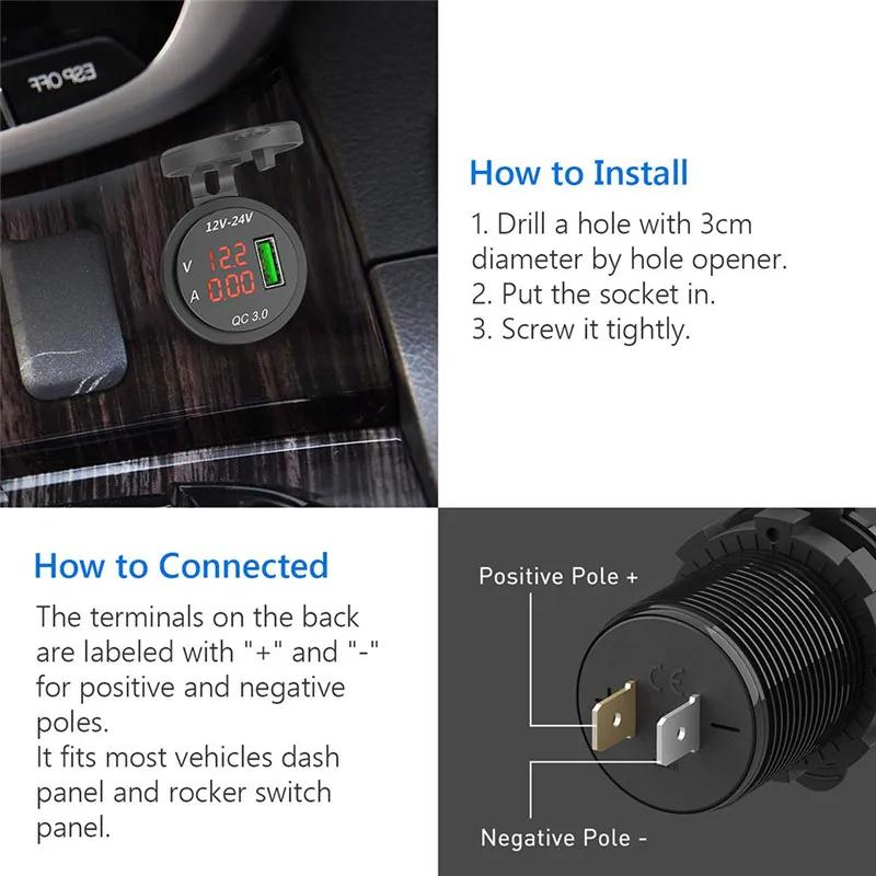 Quick Charge 3.0 USB Car Charger Socket Waterproof 12V/24V QC3.0 USB Fast Charger Socket Power Outlet for Car Phone Accessories