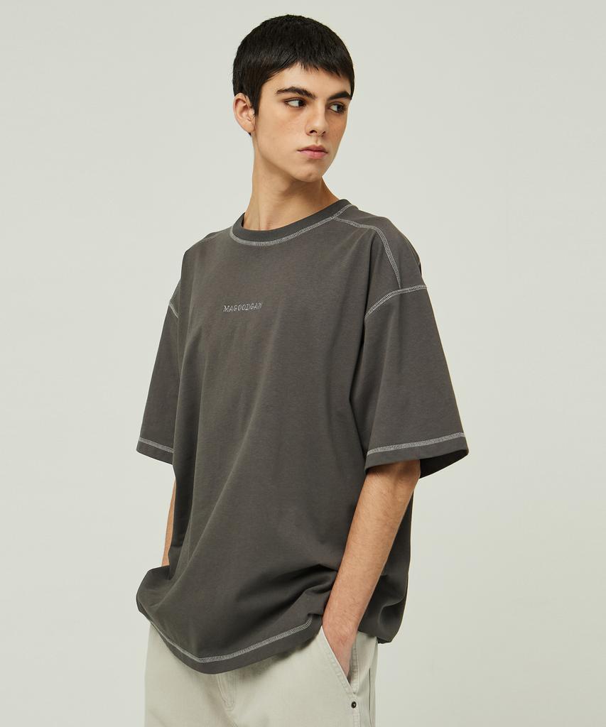 MAGOODGAN Swagver 3579 Overlock Oversized Dark Gray Short Sleeve Tee