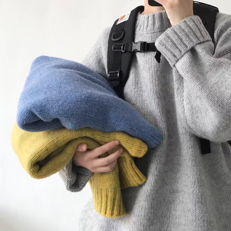 Unisexový japonský volný pletený zimní svetr - Trendy svetr s kulatým výstřihem pro muže a ženy