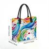  Colorful Watercolor Print Tote Bag Large Capacity Daily Shoulder Handbag for Women
