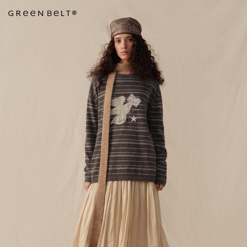 

GREEN BELT Women s All Wool Striped Sweater L