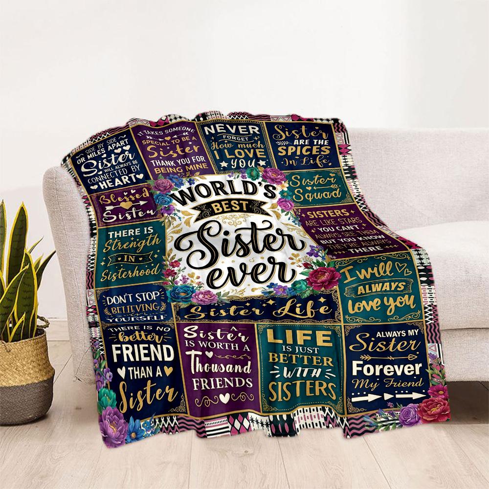 Love Inspiration Sisters Blanket Durable Comfort Suitable for Seaside Chair Livingroom for All Seasons Modern Style Birthday Christmas Gift Blanket