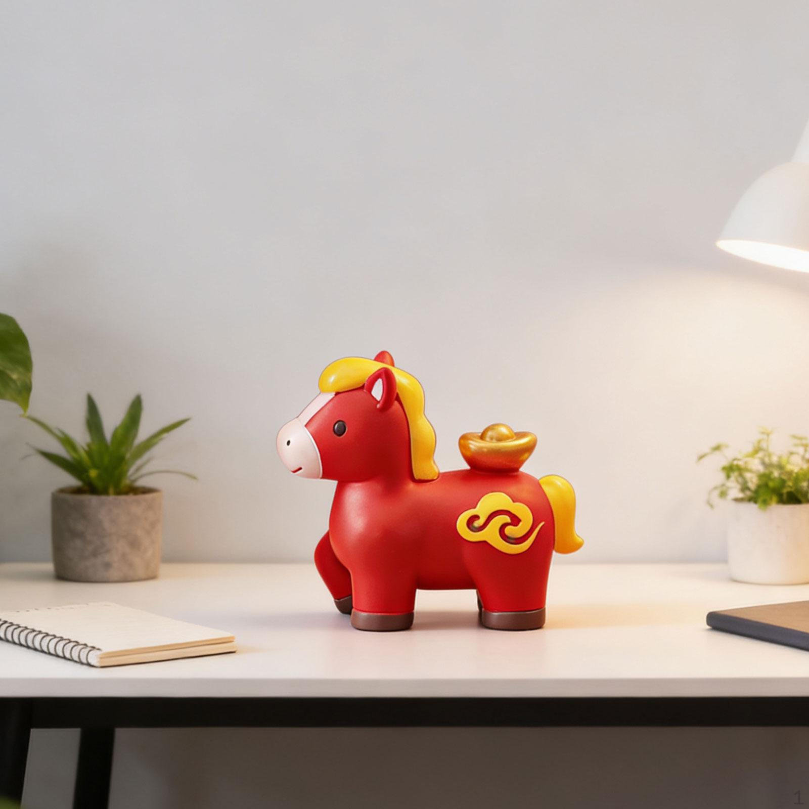 

Horse Figurine Chinese Feng Shui Resin Animal Statue Desktop Decoration for Mantel Cabinet F