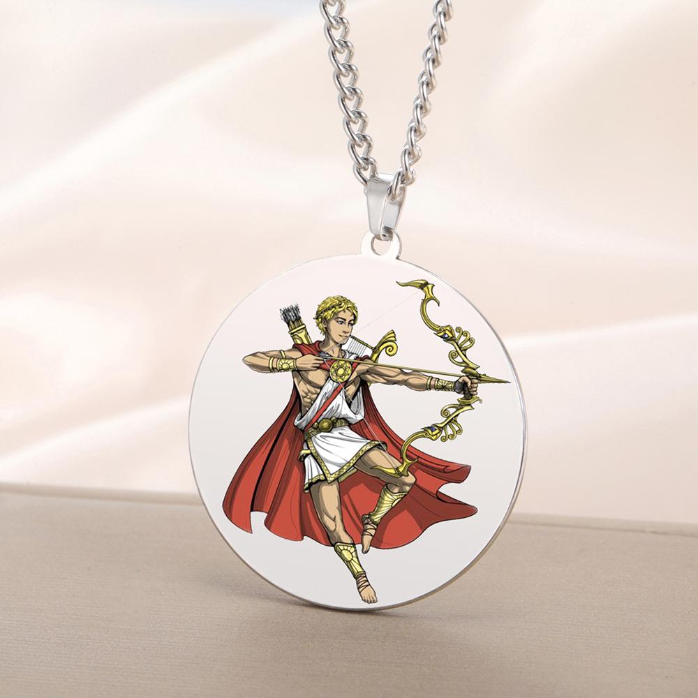 Dawapara Power of The Sun God Apollo Necklace Deity of Archery Ancient Greek Mythology Pendant Stainless Steel Jewelry