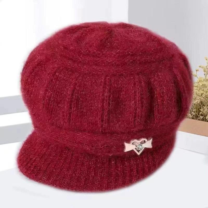 Winter Thickened Warm Knitted Hat, New Plush Old Lady Wool Hat, Women's Duck Tongue Ear Protector