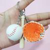 Baseball Keychain Pendant Zinc-Iron Alloy Wood Faux Leather Baseball Bat Cap Team Gift Baseball Fan Accessory