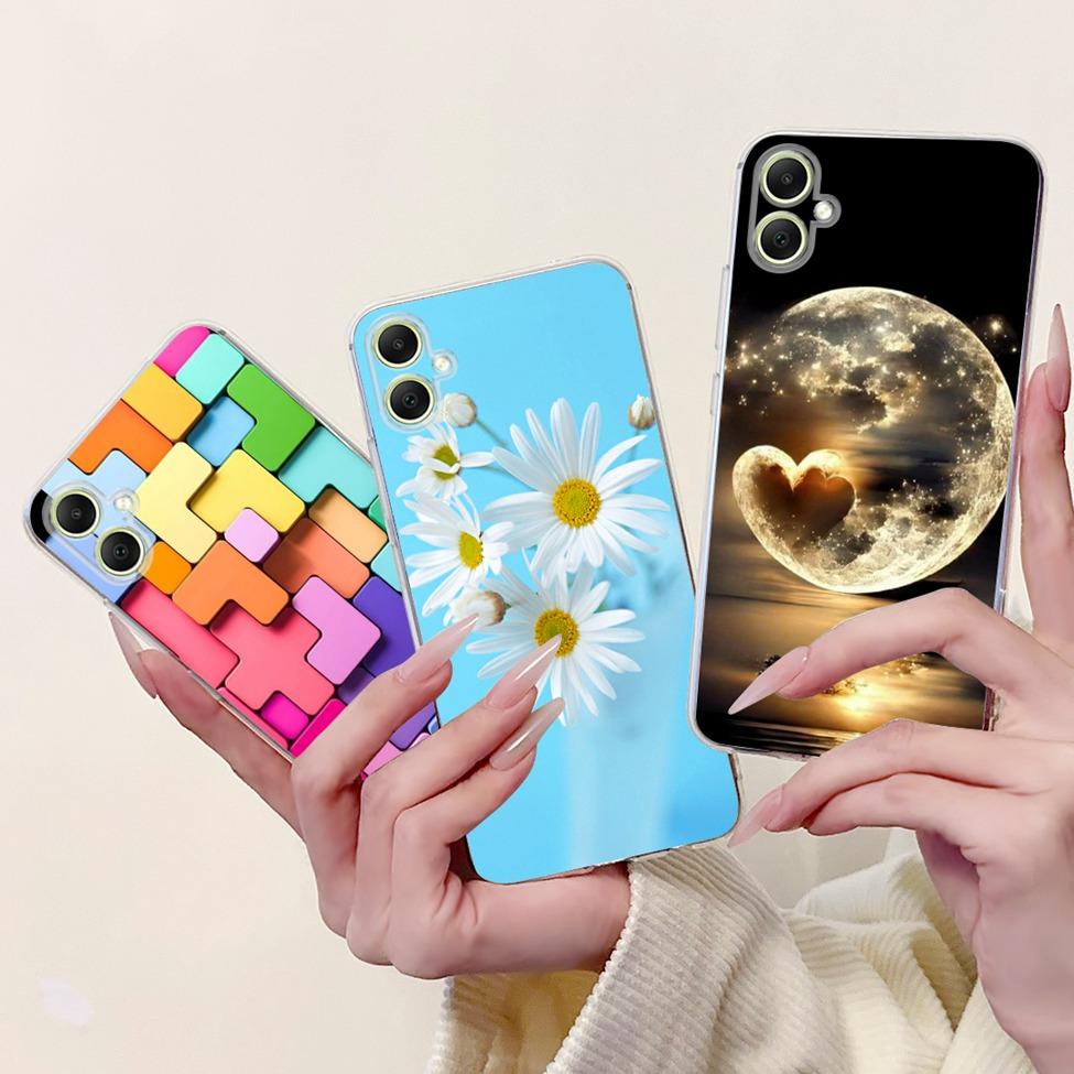 For Samsung A05 Case Clear Cute Cat Fashion Flowers Cool Painted Back Cover For Samsung Galaxy A05 Phone Case SM-A055F SM-A055M