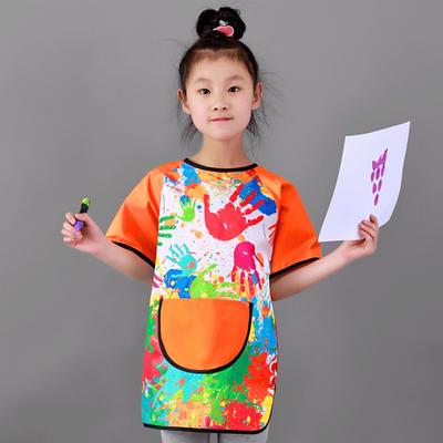 Durable Easy Clean Short-sleeved Painting Apron Waterproof Drawing Dressing Art Bibs Random Pattern Baking Bibs
