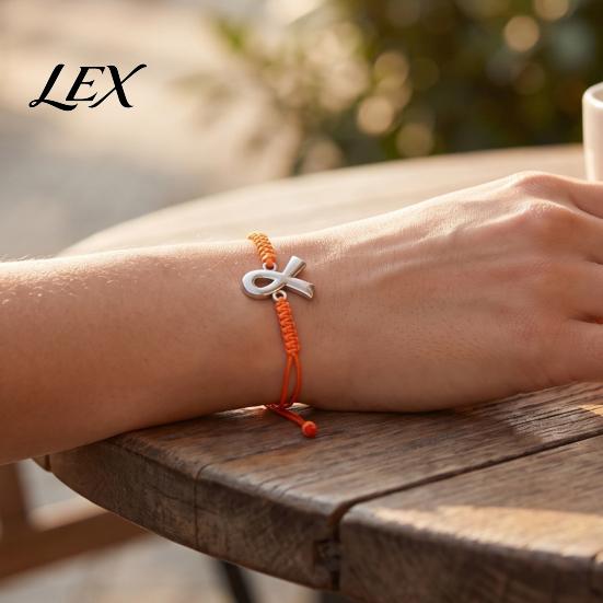 Charity Event Commemorative Accessory 2PCS Hand-woven Braided Bracelets with Metal Ribbon Pendant, Adjustable Cord Awareness Wear Resistant