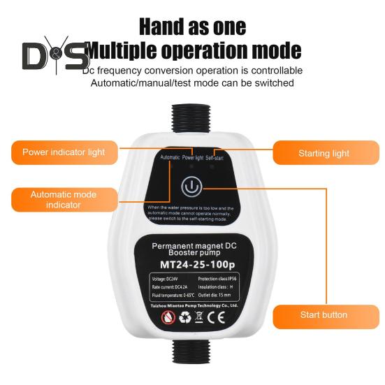 Bomba de reforço de pressão de água portátil automática 3 modos ajustável à prova d'água baixo ruído 100Pa bomba de reforço doméstica