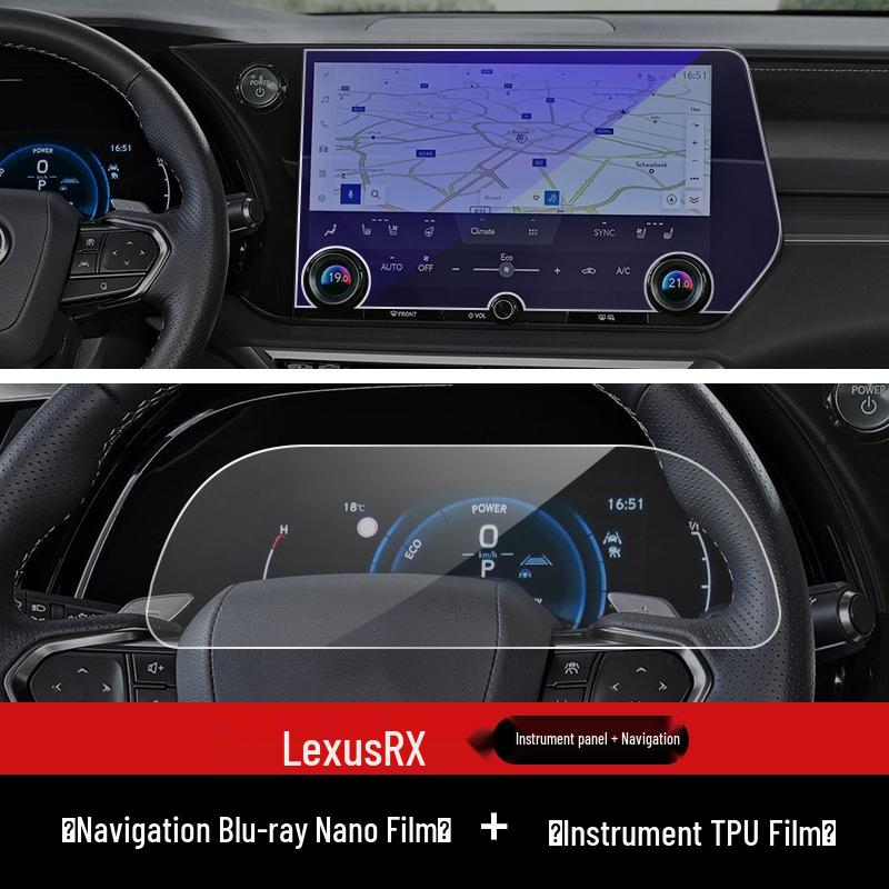 Fits 23 Lexus RX350h Models: Center Console Gear Shift & Navigation Display Tempered Film.