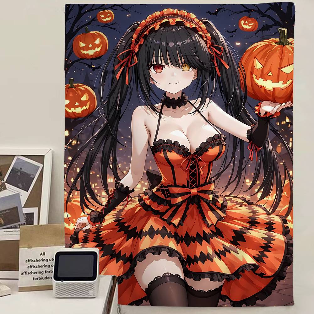 Cool And Cute T-Tokisaki Kurumi Anime Anime Tapestry Hanging Tarot Hippie Wall Rugs Dorm Home Decor