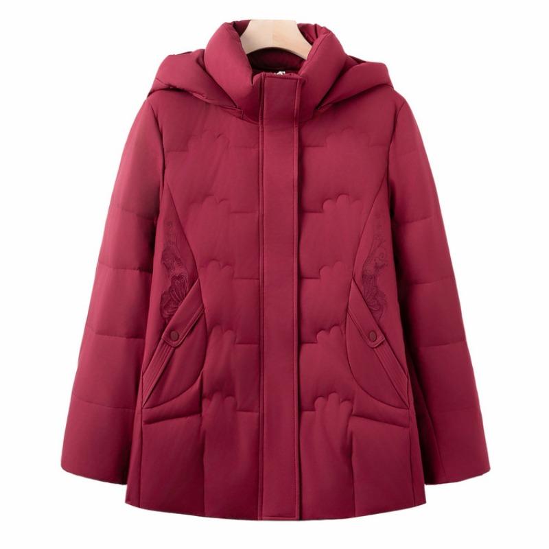 

Mom s winter new down jackets medium and old medium and long thickened warm jackets grandma hooded winter clothes XL (recommended within 45kg)