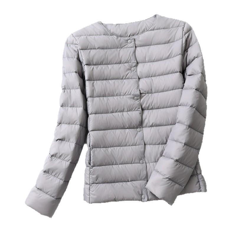 Down jacket women's light and short inner wear fashionable slim fit V collarless lightweight white duck down jacket