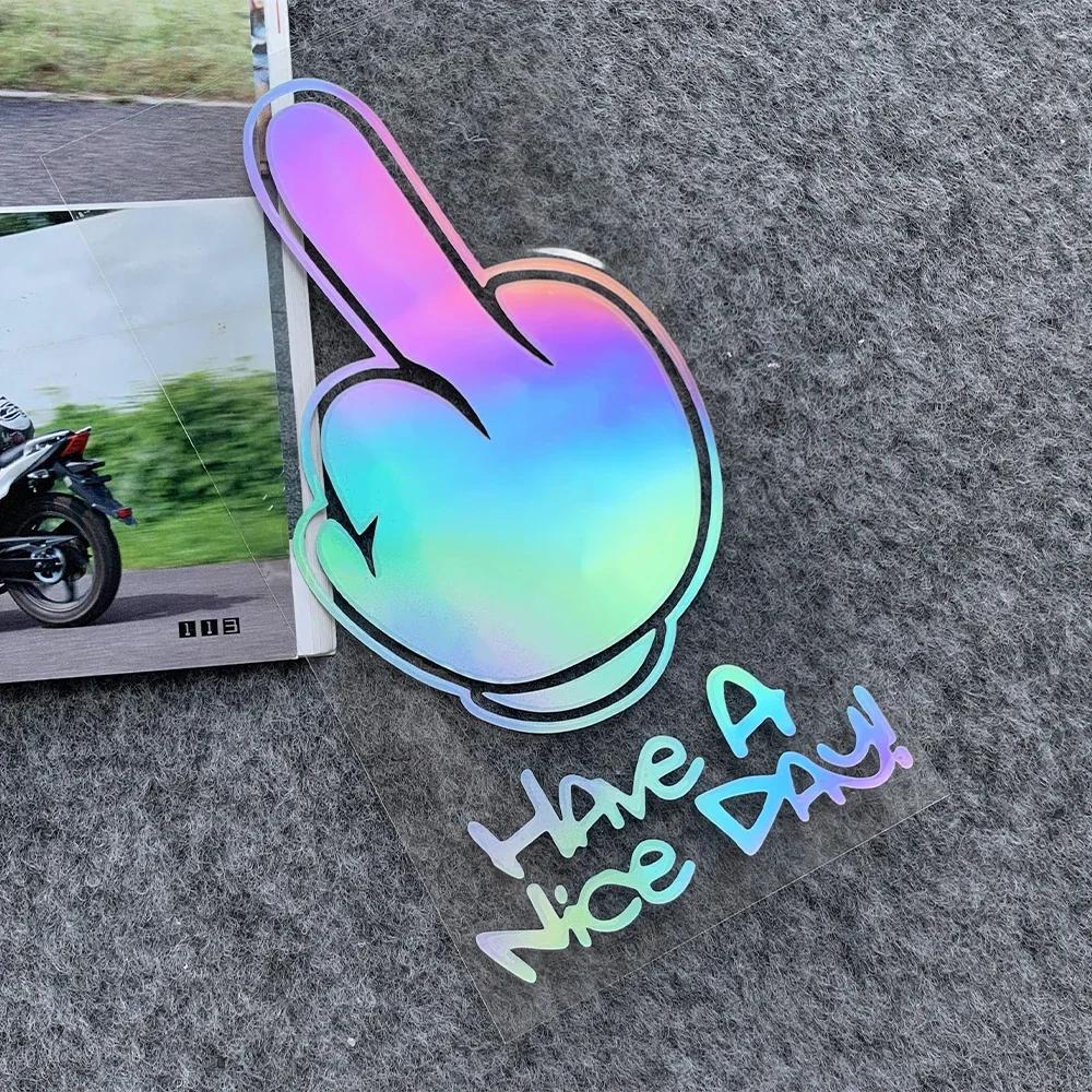 Motorcycle Stickers HAVe A Nice DAY ! Middle Finger Refletor Accessories Decals for Honda PCX125 Yamaha R1 Kawasaki Z900