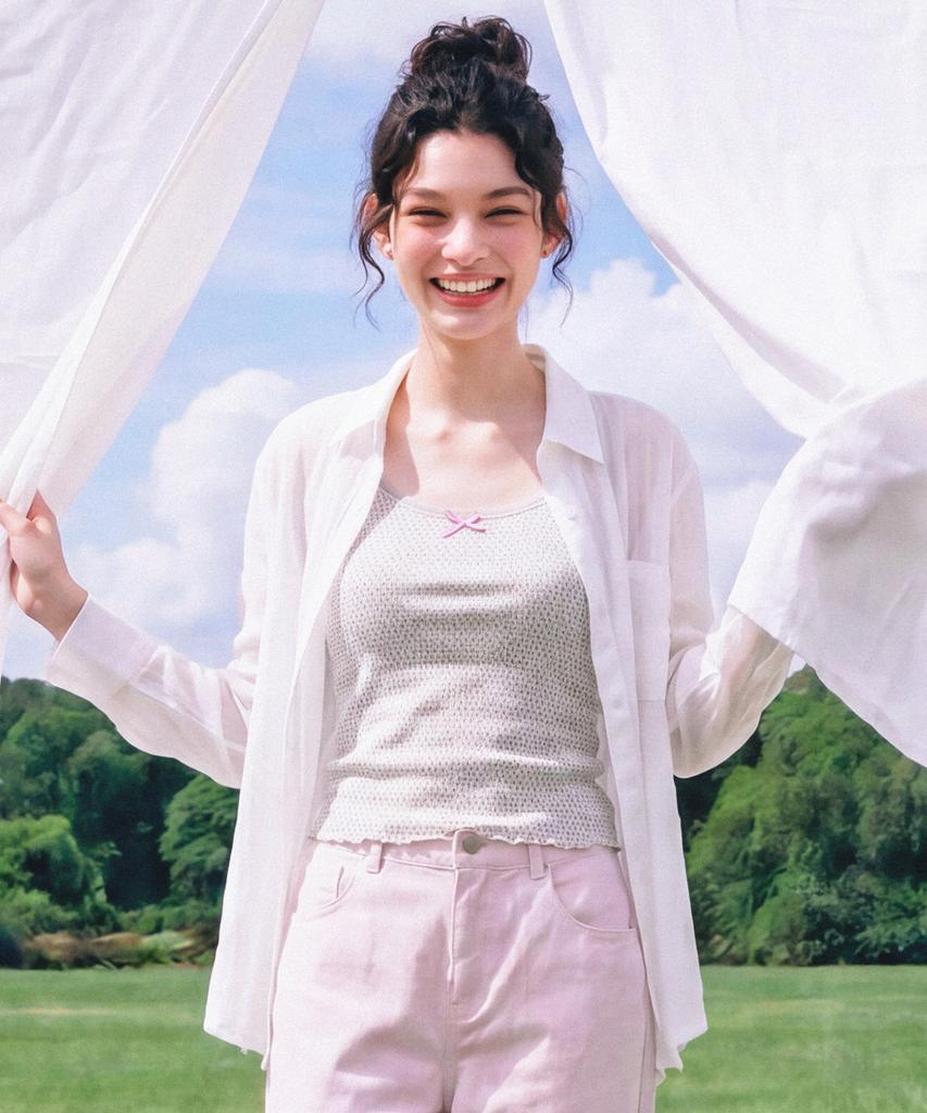 Maseumaluljeueopaeleol Loose Fit Stripe See-Through Shirt_White