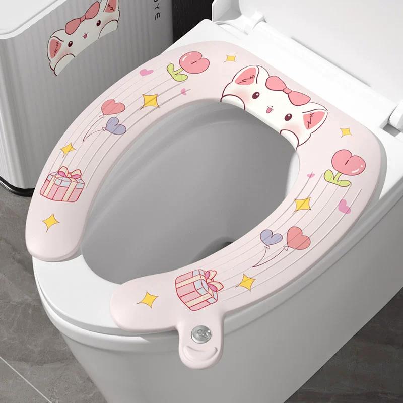Adhesive Toilet Seat Cushion, Double-sided Waterproof with Built-in Fragrance Toilet Seat, Suitable for All Seasons, Cute Animal Seat Cushion