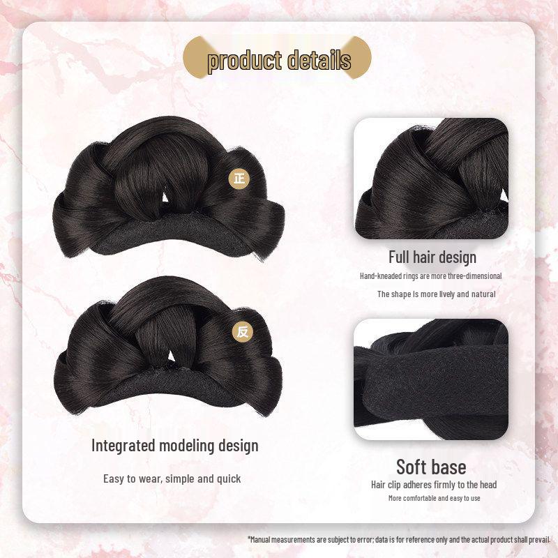 Ancient Style Hanfu Wig Bun with Full Hair Strand Updo Hairstyle Headwear Set