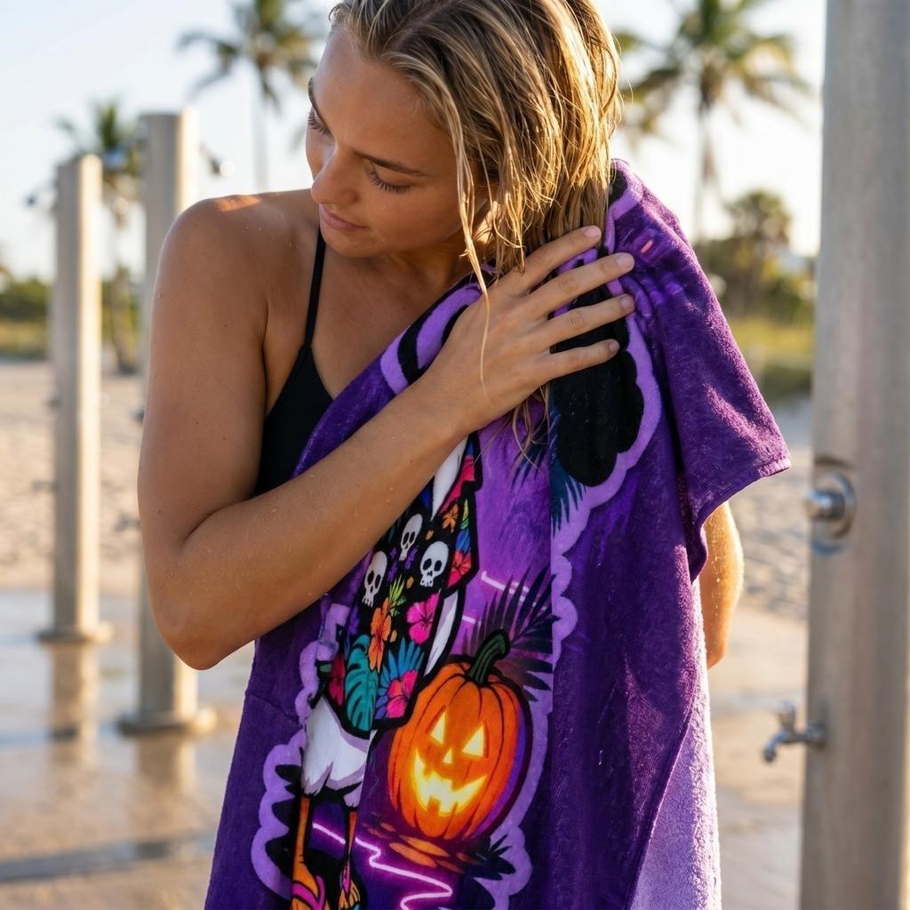 Sommer Halloween-Thema Bedrucktes Strandtuch für Poolparty und Außenbereich