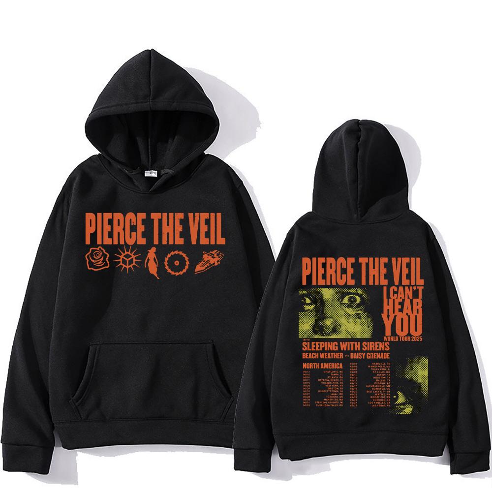 

Толстовки Pierce The Veil I Can t Hear You World Tour 2025 Толстовки Новая одежда для поклонников рок-группы Punk Loose High Street Pullover M чёрный