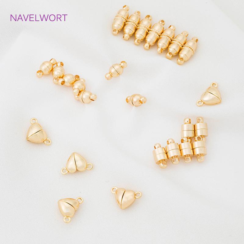 18K Gold Plated Heart Magnet Clasps Charms Brass Metal Magnetic Connector For Bracelet Necklace Making DIY Accessories Wholesale