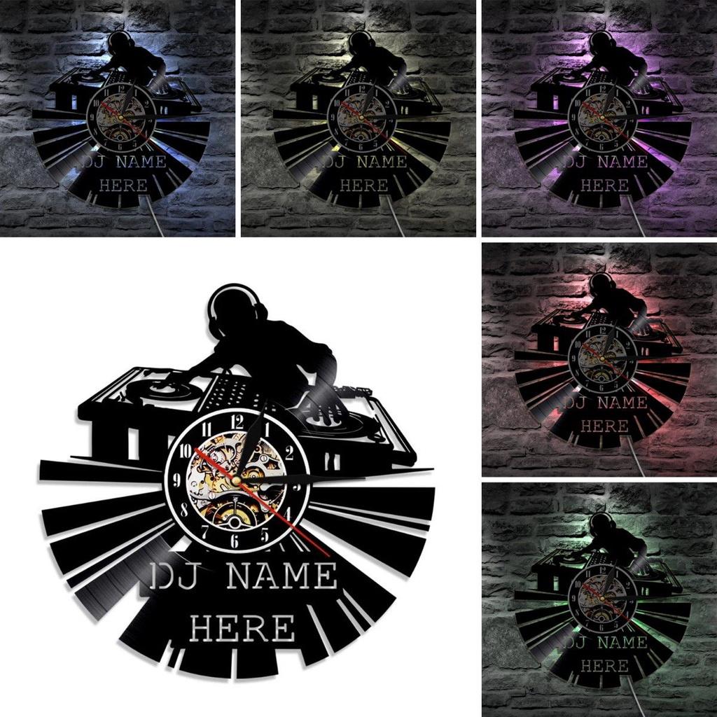 Vintage Vinyl Record Wall Clock With Led Light Backlight Handmade 3d Hollow Geometric Design