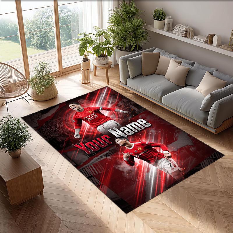 Cristiano Ronaldo Printed Crystal Velvet Rug Non‑Slip Crystal Velvet Carpet For Sofa Bedroom Indoor Home Decoration