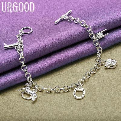 925 Sterling Silver Romantic Pendant Bracelet Fashion Gift Party Jewelry