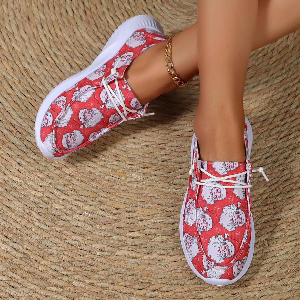 Spring and Autumn new cartoon printed canvas casual single shoes women's large size flat-soled single shoes