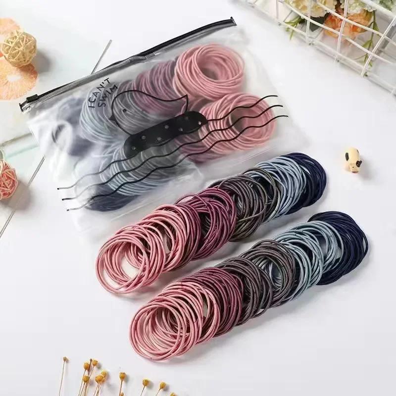 

Новинка, 100 шт./компл., женские 5 см, базовые нейлоновые эластичные ленты для волос, резинка для волос с хвостиком, резинки для волос, повязка на голову, аксессуары для волос, головные уборы