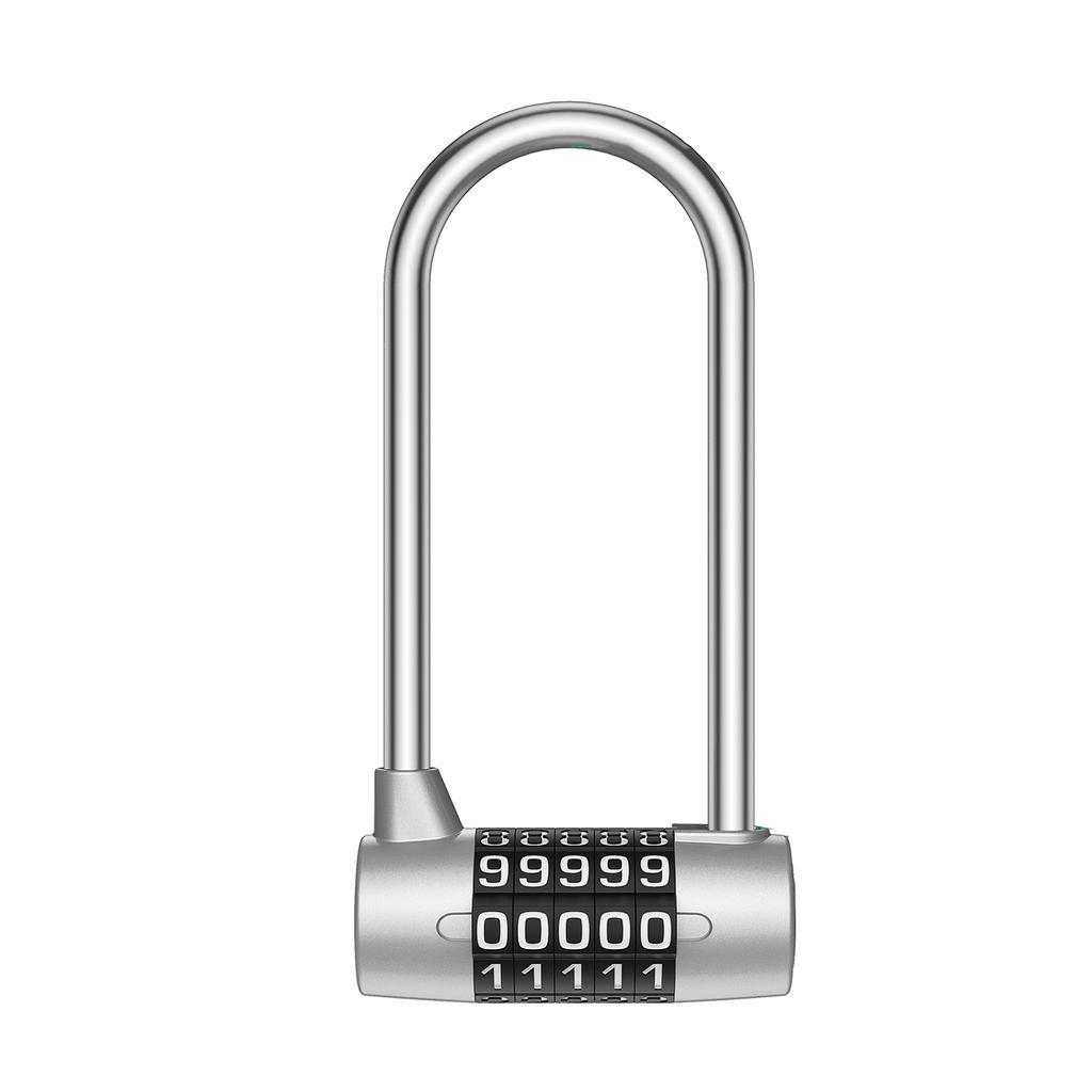 5 Digit Combination Padlock 4.65 Inch Long Shackle Resettable Padlock Lengthened Gym Lock Waterproof for School Gym Locker Fence