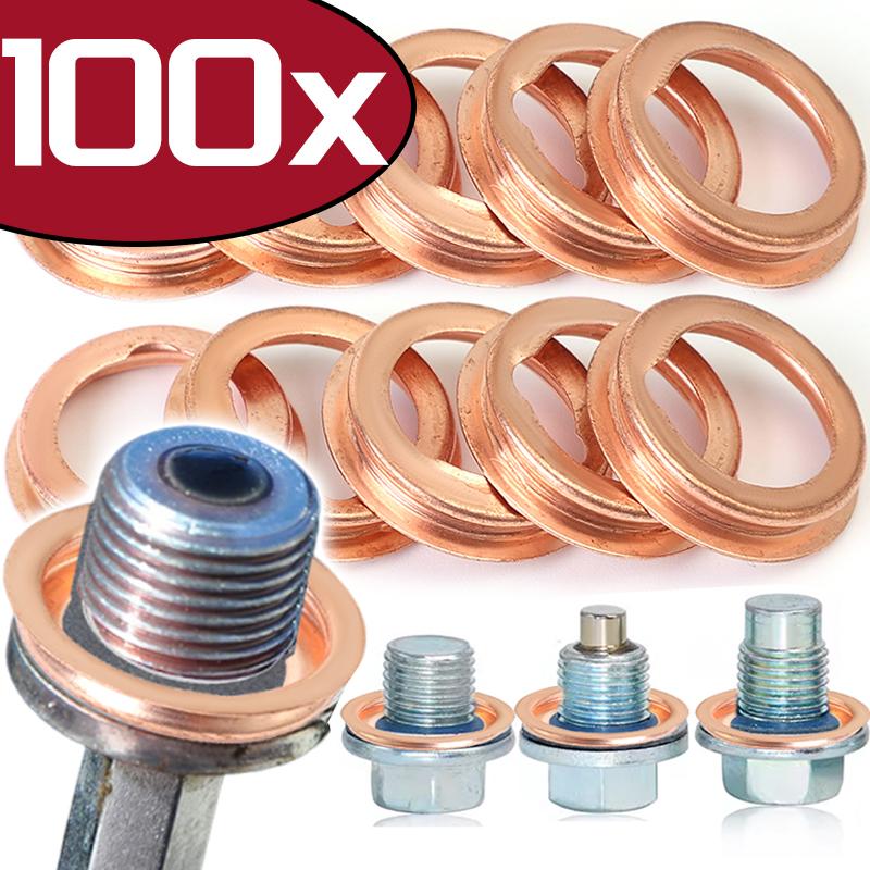 100~10 Stück Auto Motoröl Ablassschraube Dichtung 1102601M02 Kupferfarbene Öl Ablassschrauben Quetschdichtungen Dichtringe für Infiniti