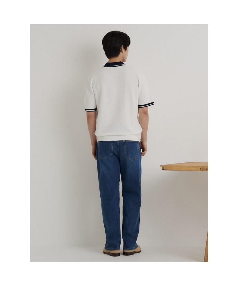 Binpolmen Tipping Open Collar Neck Knit White